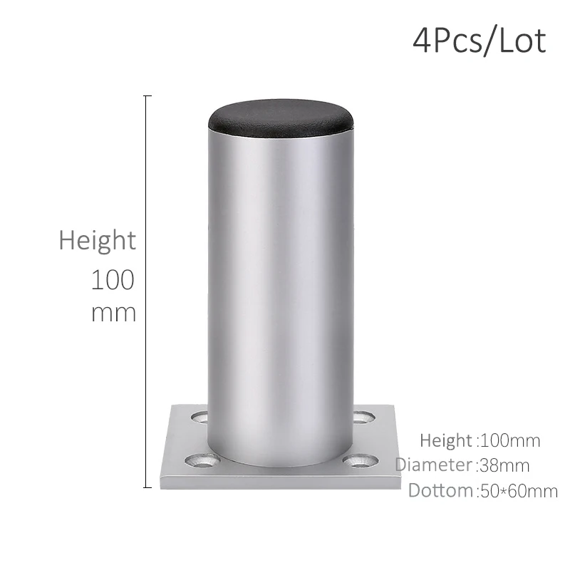 Height 10cm - Silver Утолщенные Регулируемые Алюминиевые ножки для мебели, ножки для шкафа 6-30 см, подставка для шкафа телевизора, ножки для ванной комнаты, ножки для дивана, набор из 4 предметов - Цвет: Height 10cm - Silver