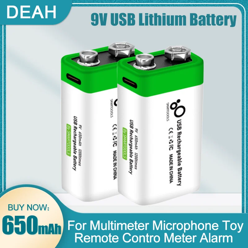 NEW 9V 650mAh Rechargeable Lithium Battery 6F22 For Multimeter Microphone Toy Remote Control KTV Use Metal Detector Alarm Clock |