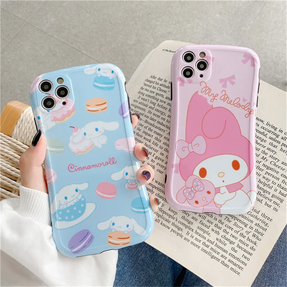 Japan Cartoon Cute My Melody Case for iPhone 12 Mini 11 Pro X XR XS MAX 7 8 Plus 3D Doll Cinnamoroll Soft Silicon Lanyard Cover
