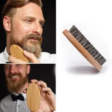 Men Boar Hair Bristle Beard Mustache Brush Military Hard Round Wood Handle Comb Wood Handle Beard Mustache Brush Facial Hair