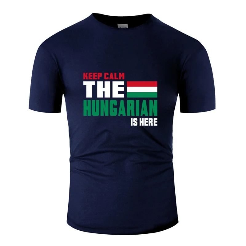 Men-Navy Blue Принт, Классическая, сохраняющая спокойствие, венгерский подарок, флаг, венгерский флаг, формальная Летняя мужская футболка, круглый вырез, высокое качество - Цвет: Men-Navy Blue