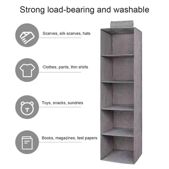 

5 Shelf Collapsible Large Capacity Wardrobe Storage Hanging Closet Organizer Bedding Easy Install Nursery Room Clothes Foldable