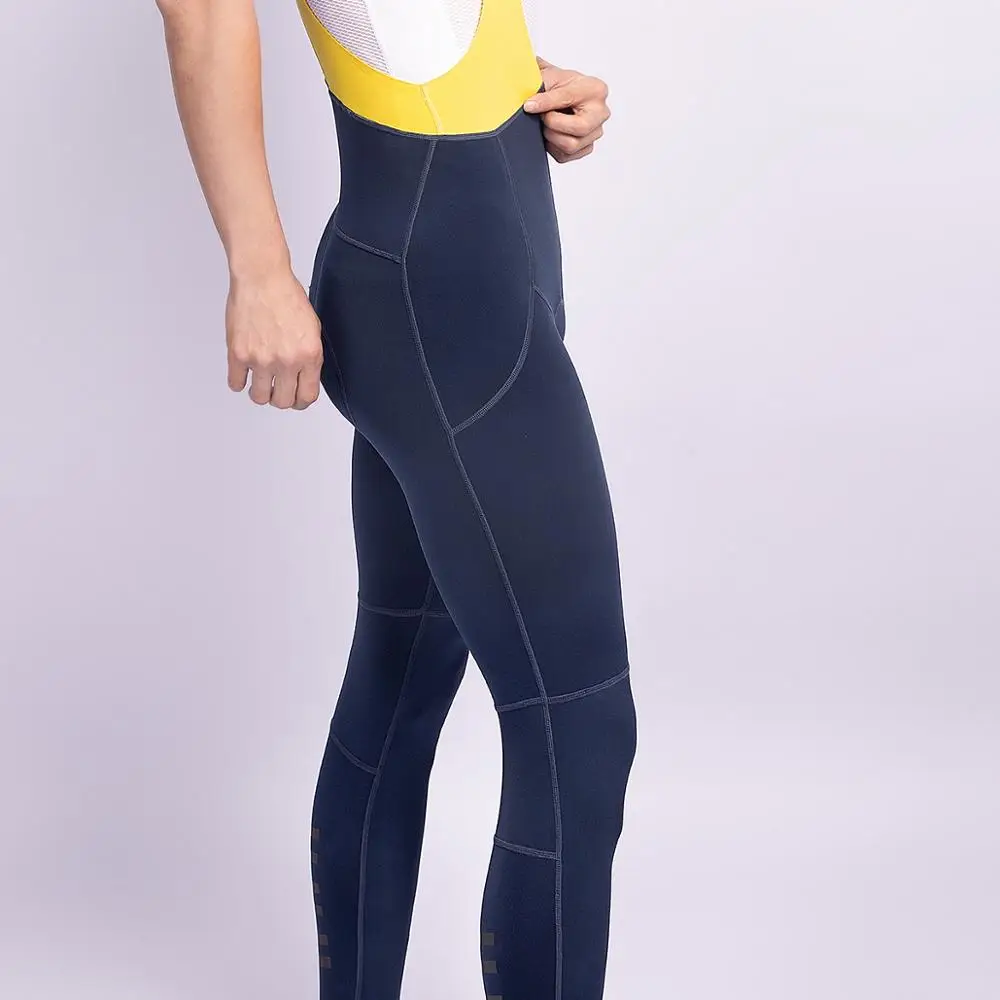 SPEXCEL Performance Winter Thermal Fleece cycling tights thermal fleece cycling bib pants with Colorful Reflective stripe cycling pants
