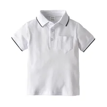 Лидер продаж, темно-синие детские рубашки поло с короткими рукавами для мальчиков топы с отложным воротником, футболка кардиган, футболка с лацканами