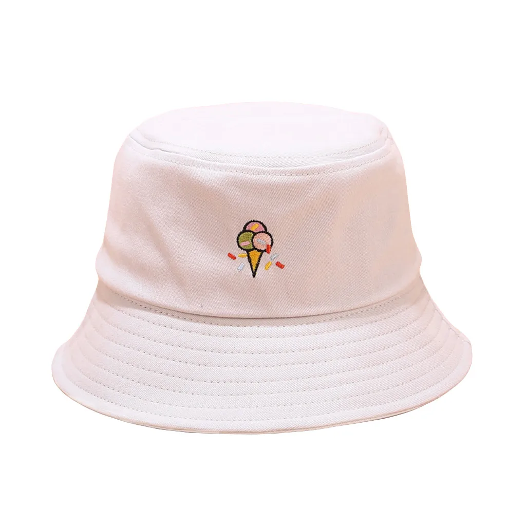 Женская парусиновая складная шляпа-ведро с милым принтом и вышивкой, шляпа от солнца, летняя шляпа-ведро, летняя женская пляжная шляпа
