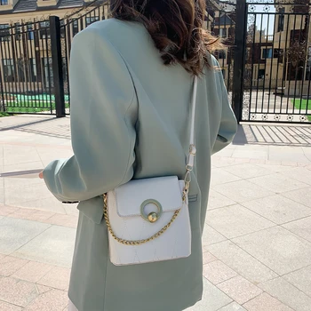 

Women Leather Shoulder Handbag Messenger Crossbody Tote Bag Fashion Female Solid Ladies Chain Shoulder Messenger Bag