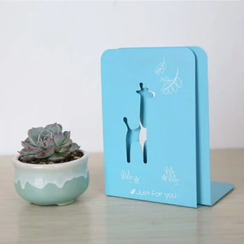 

2pcs Holder Cartoon Deer Metal Cute Office Shelf Home School Desktop Organizer Bookends Support Book Stand Thickened Out