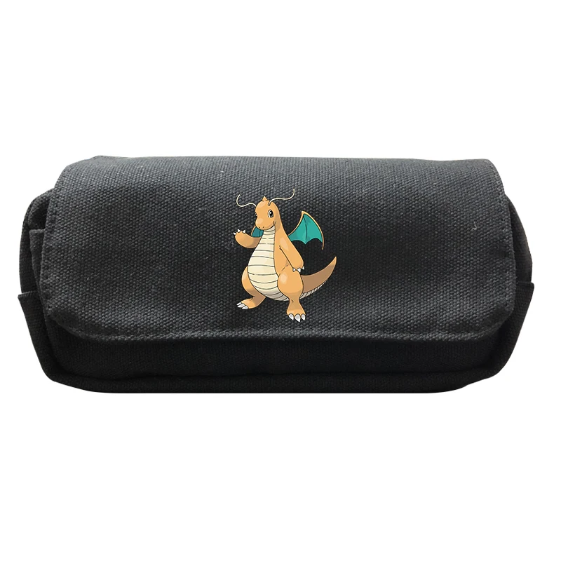 Черный чехол для карандашей Mochila Pokemon, детская косметичка, сумка для хранения для мальчиков, большая емкость, Пикачу, коробка для макияжа, школьные принадлежности