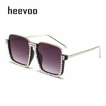 

Diamond Sunglasses Women Fashion Half Rimless Half Crystal Frame Transparent Glasses Gradient Clear Lens Female Pink Eyewear