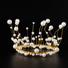Manufacturers Hot Sales Pearl Crown Cake Decoration Handmade Headdress Bakery Decoration Birthday Crown