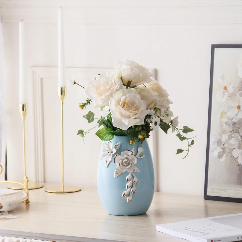 Wedding Ceramic Vase Living Room Modern Crafts Arts Flower Arrangement Coffee Table TV Cabinet Decor Dried Flowers Vase Christm