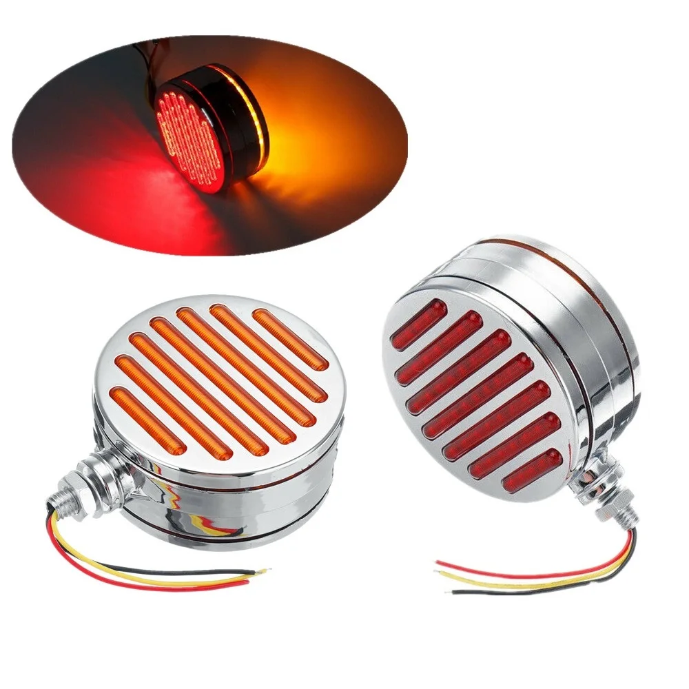 

2PCS Truck Trailer Tractor 98 LED Red Amber Double Face Stop Tail Side Marker Indicators Light 12V Truck Light System