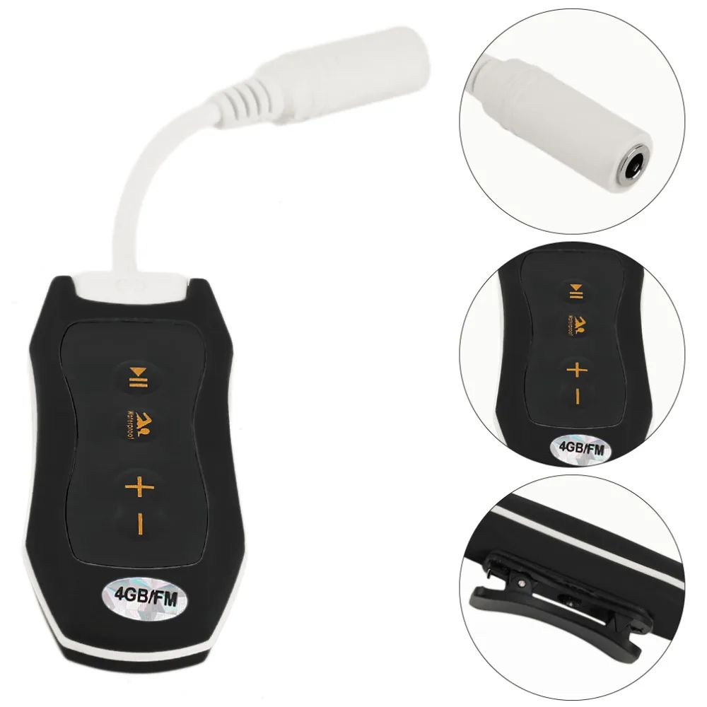 8GB Waterproof MP3 Player Portable No Screen Mini Mp3 Player FM For Swimming Diving Hiking With Small Clip Design