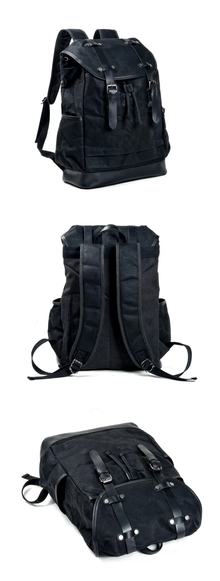 COLOR DISPLAY BLACK of Woosir Outdoor Large Capacity Canvas Travel Backpack