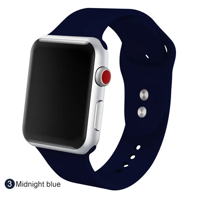 50 шт. мягкий силиконовый сменный спортивный ремешок для 38 мм Apple Watch Series1 2 42 мм ремешок для браслета - Цвет: Темно-синий