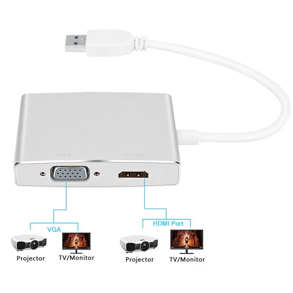 USB 3,0-DVI VGA HDMI HD LAN Ethernet RJ45 гигабит 4 в 1 конвертер адаптер для портативного компьютера ноутбука Тип C концентратор# E30