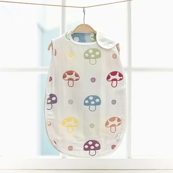 

40*60cm Cotton 3 Layers Gauze Baby Child Sleeping Bag Children Ank Kick Mushroom Pattern Sleepsacks 4 Seasons Vest Sleepwear