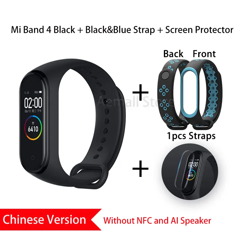 CN YDSBlackblue Xiaomi Mi группа 4 смарт-браслет Цвет Экран активно-матричные осид сердечного ритма Водонепроницаемый спортивные Фитнес Bluetooth гарнитура глобальная версия - Цвет: CN YDSBlackblue