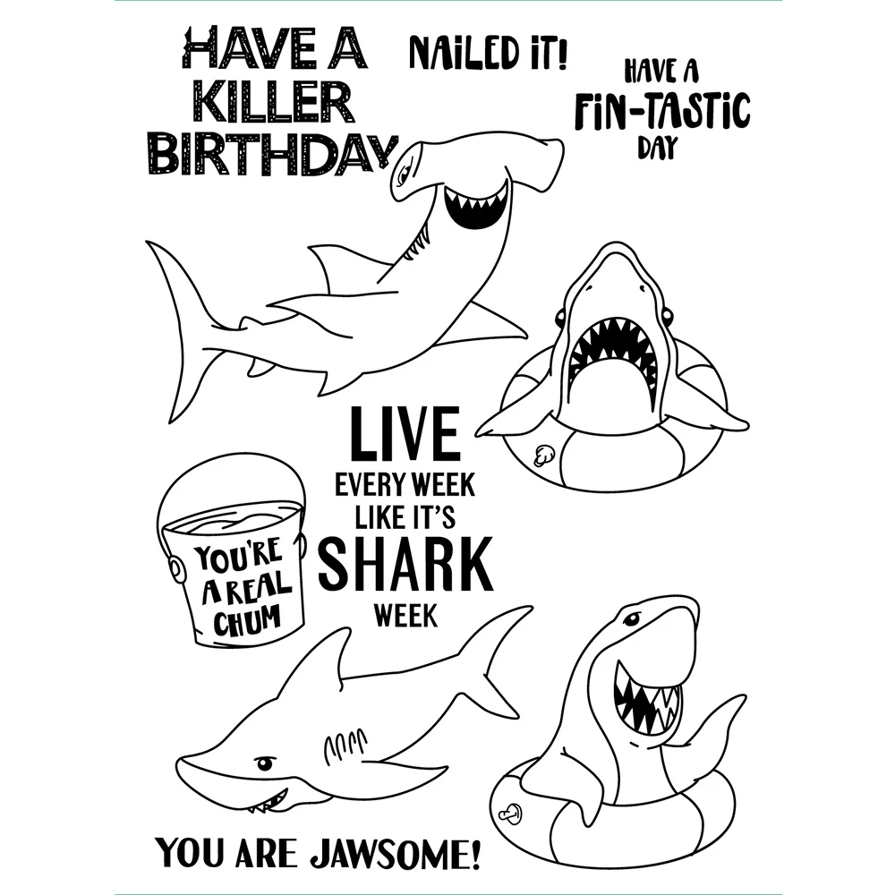 

Summer Shark Attack Transparent Clear Silicone Stamp/Seal for DIY scrapbooking/photo album Decorative clear stamp
