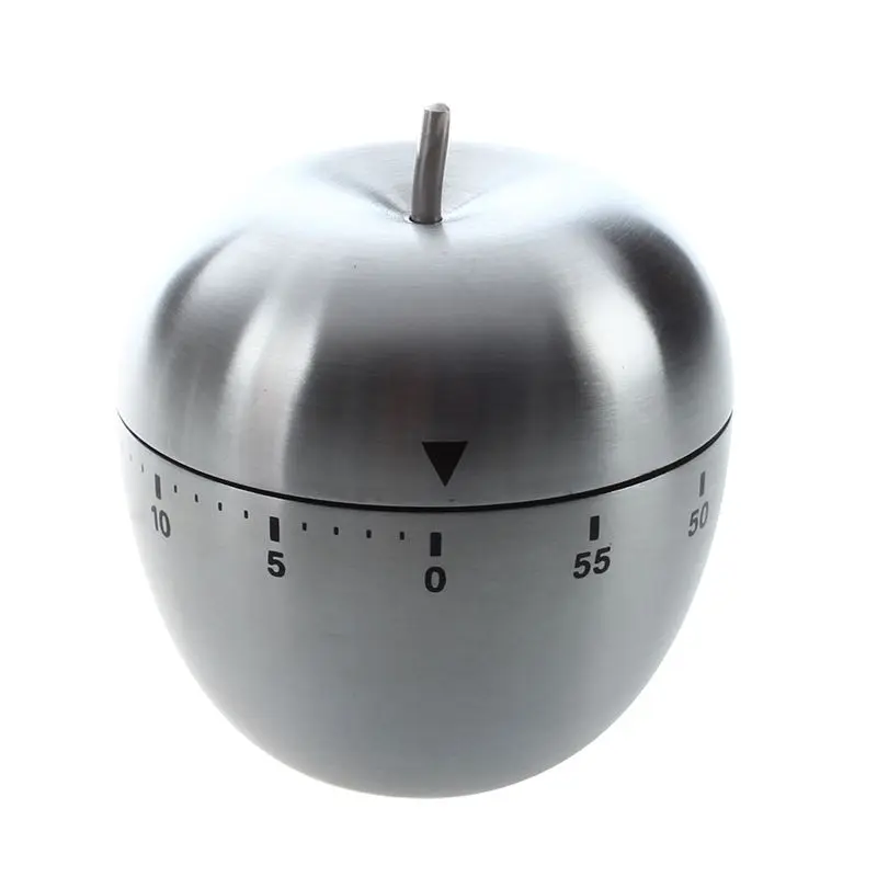 

Stainless Steel 60-Minute Countdown Kitchen Cooking Mechanical Alarm Timer Clock Apple-Shape