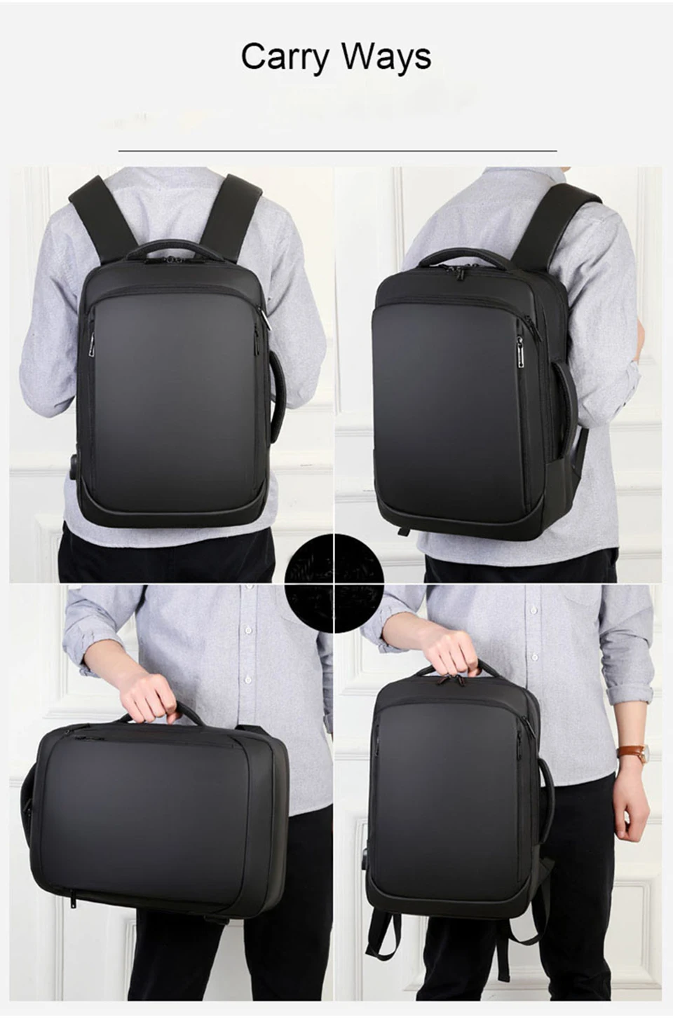 Laptop Business Mens Backpack Notebook Student School Backpacking Male USB Charging Waterproof Backpacks Smart Travel Bags Pack (12)