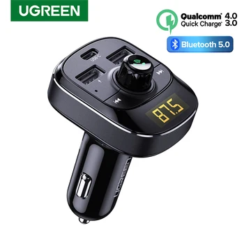 

Ugreen PD Car Charger Quick Charge 4.0 3.0 FM Transmitter Bluetooth Handsfree FM Modulator Fast USB Type C Charger for iPone