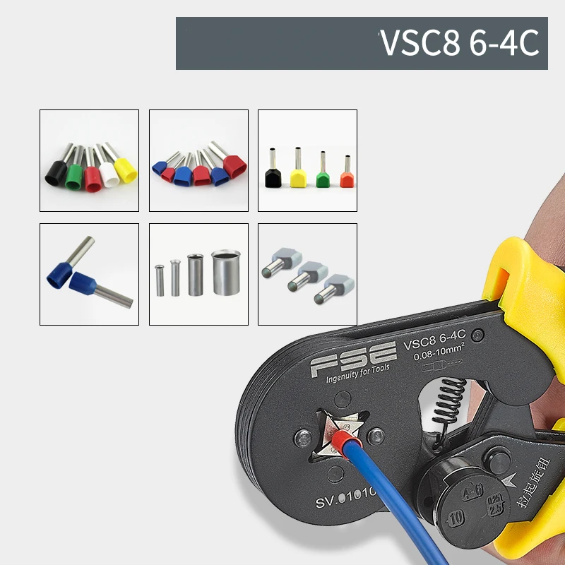 Мини-тип саморегулируемые обжимные клещи обжимные инструменты VSC8 6-4c для AWG26-7 0,08-10 мм2 кабельные наконечники