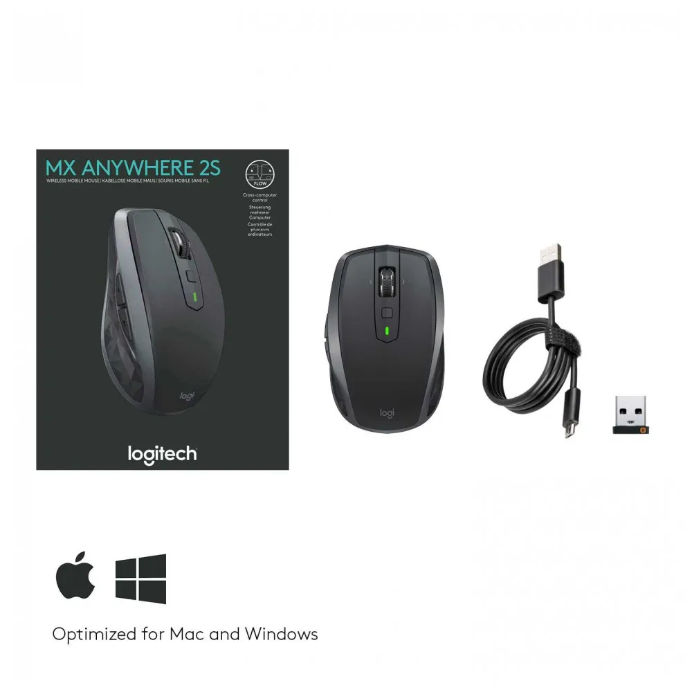 Мышь беспроводная Logitech MX Anywhere 2S GRAPHITE(темно-серая, 200-4000 dpi, Bluetooth, 2.4 GHz/USB-ресивер