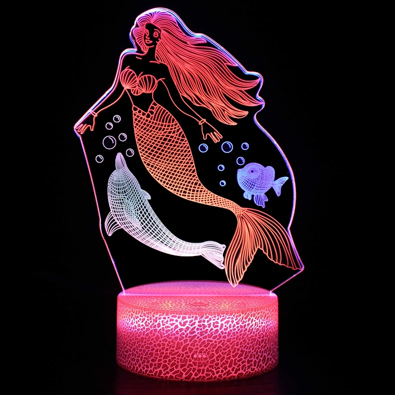 3D Dolphin Mermaid Table Lamp Colourful LED Lights For Home Room Decor Touch Remote Control Timing Night Lights Holiday Gift night stand lamps