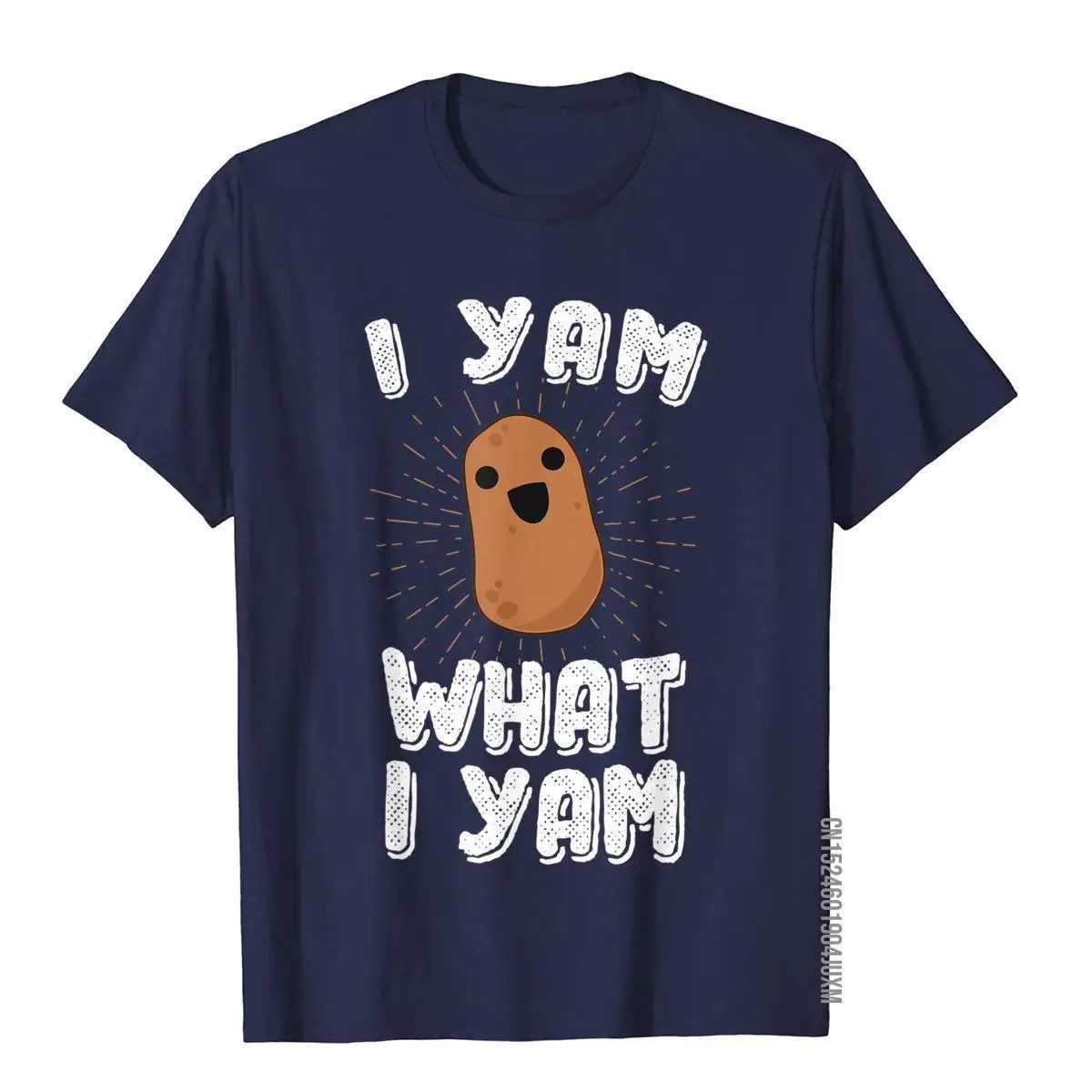 I Yam What I Yam Funny Potato T-Shirt Pun Thanksgiving T-Shirt__97A1908navy