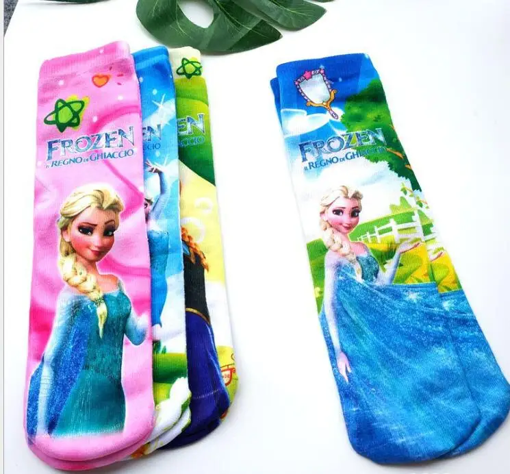 Hot Toys Cartoons Design Kids Mid-Length Socks Frozen Elsa Anna Princess Sofia Cars Mickey  Children Favorite Socks 6