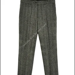 Tailored Winter Black/Gray/Brown/Blue Men's Pants Business Man's Herringbone Trousers Custom Made Wedding Clothing ONLY ONE Pant