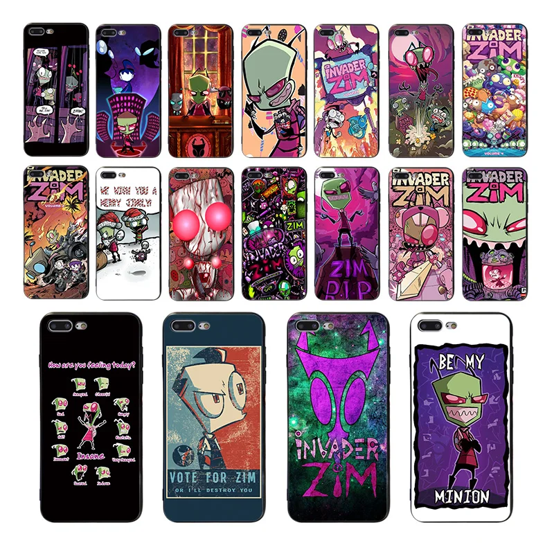 

IMIDO Cartoon invader zim Hard Soft phone cover For iPhone X XR 11 PRO XS MAX case 7 6 6S 8 plus SE 5 5S funny shell Funda Coque