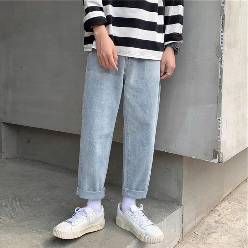 Pantalones vaqueros de pierna ancha para hombre, pantalón informal, holgado, de tubo recto, a la moda