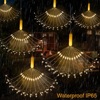 

LED120 Light Curtain Light Firework Explosion Star Christmas Fairy Light With Remote 8 Modes Hanging Starburst LED String