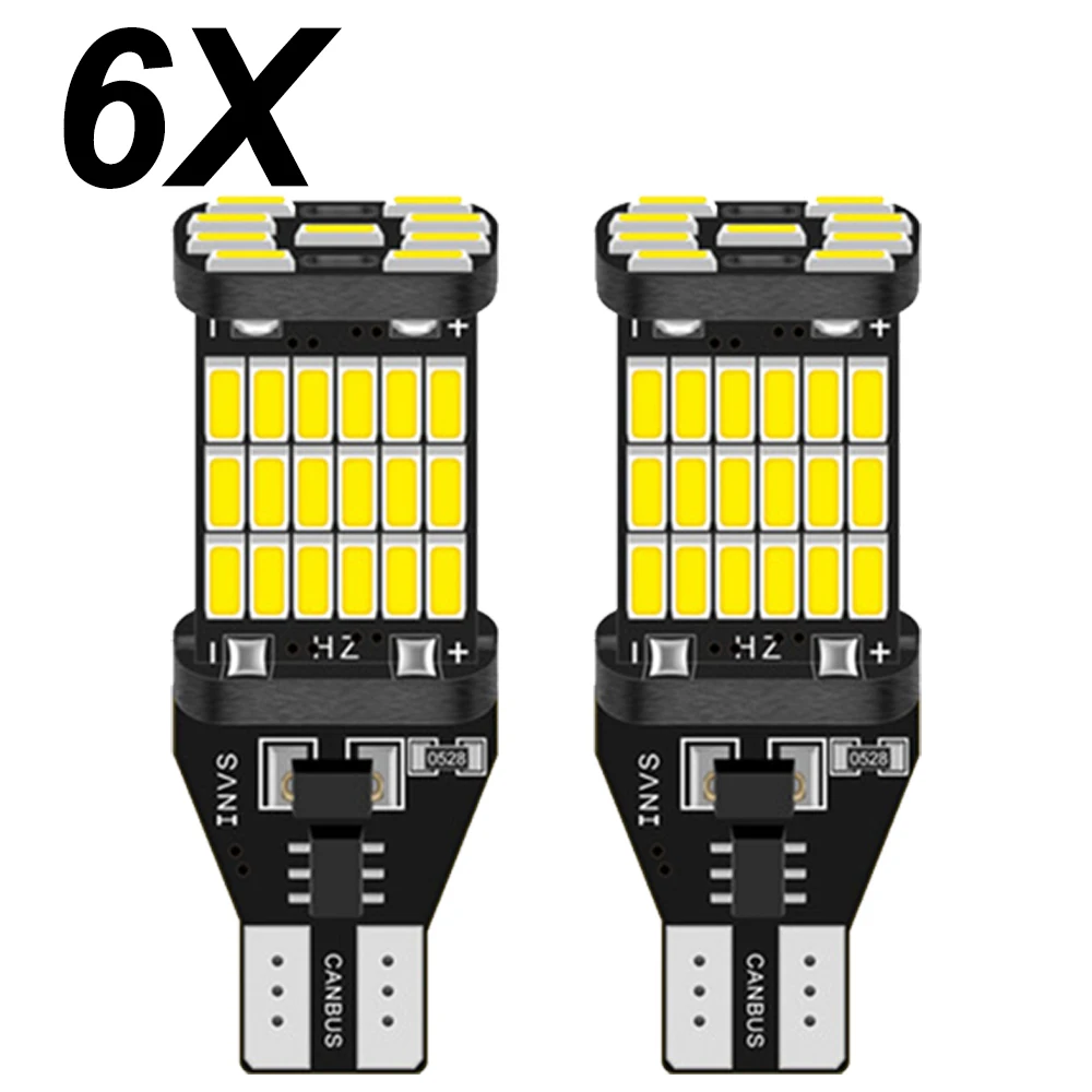 6x W16W T15 светодиодные лампы T10 W5W 4014 45SMD Canbus резервные фары 921 912 светодиодный