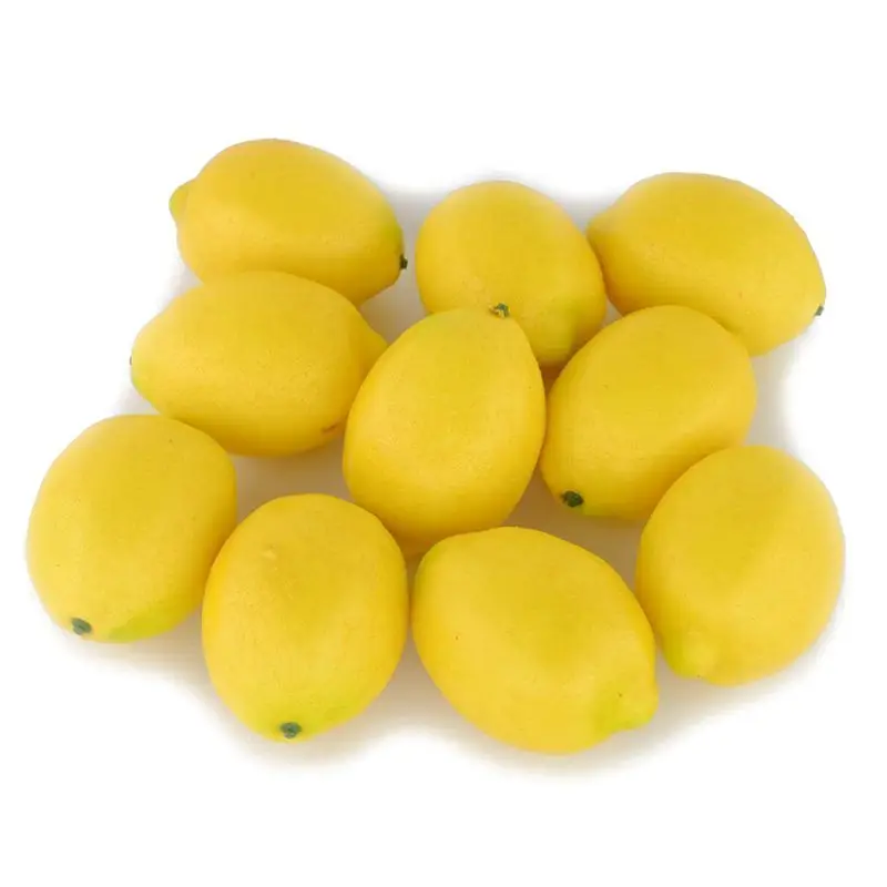 New-Fake Fruit Home House Kitchen Party Decoration Artificial Lifelike Simulation Yellow Lemon 10pcs Set