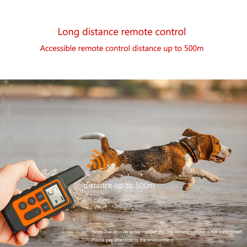 Ошейник для дрессировки собак 500 м Контрольное устройство для дрессировщика Вибрация/электростатический пульс/Предупреждение стоп-лай сдерживающие водонепроницаемый