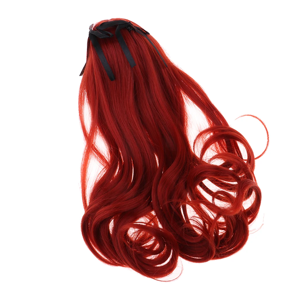1/3 BJD Doll Wig High Temperature Long Curly Hair Wig for Girl Dolls DIY Making Supplies (Wine Red)