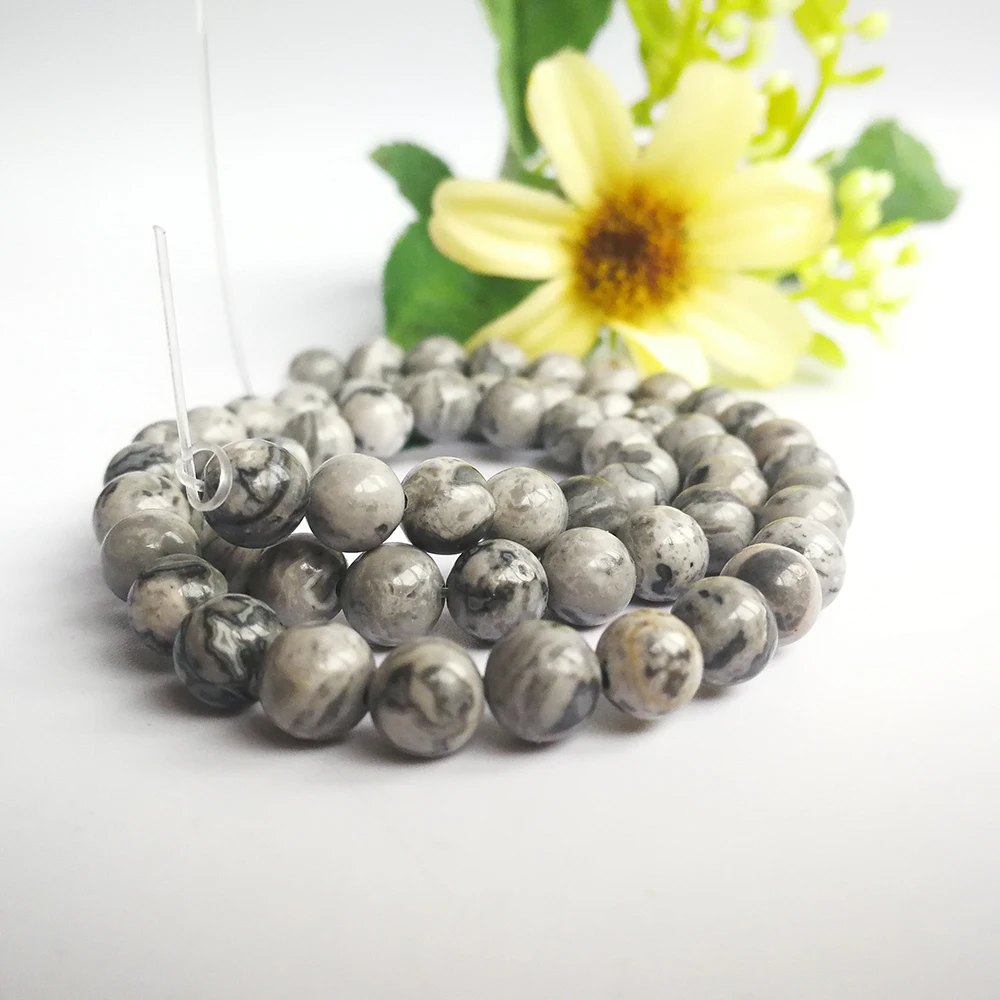Лидер продаж Природный камень Пикассо круглые бусины Mapstone нитка для человек