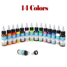 High Quality 14 Colors Permanent Tattoo Ink MakeUp Paint Tattoo Pigment Body Painting Tools 1oz/Botttle Beauty Ink supplies