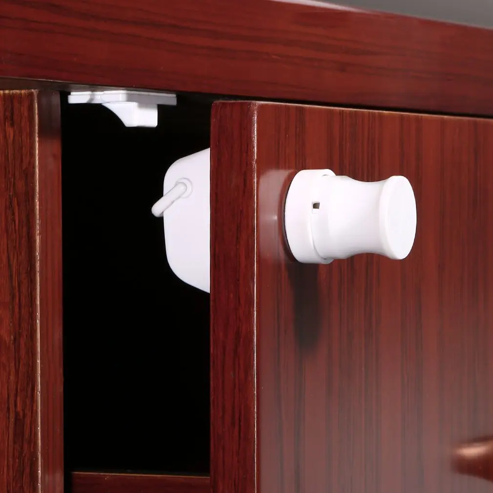 Белый пластик легко установить безопасные детские магнитные замки шкафа-никаких инструментов или винтов не нужно(4 замка+ 1 ключ