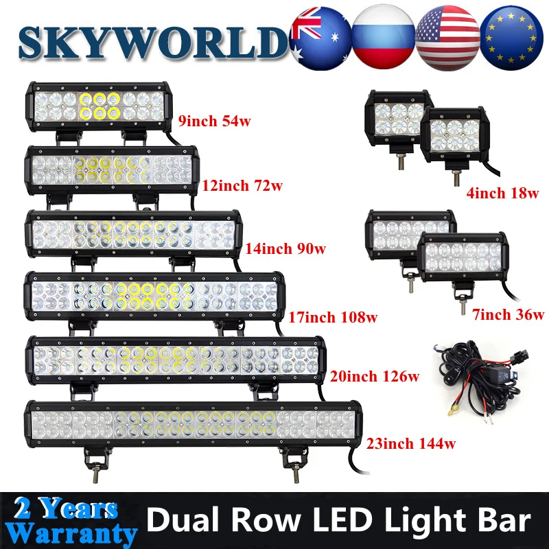 SKYWORLD 4 7 9 12 14 17 20 23 дюймов светодиодный светильник бар/рабочий в 24 LED дальнего света