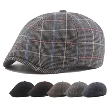 Осенне-зимняя мужская шапка, береты, британский западный стиль, шерсть, усовершенствованная плоская кепка, Классическая винтажная клетчатая кепка, берет