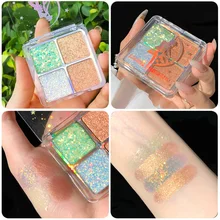 

4 Colors Palette Glitter EyeShadow Pearlescent Diamond Bright Glitter Make Up Waterproof Sequin Smoky Shadows Cosmetics