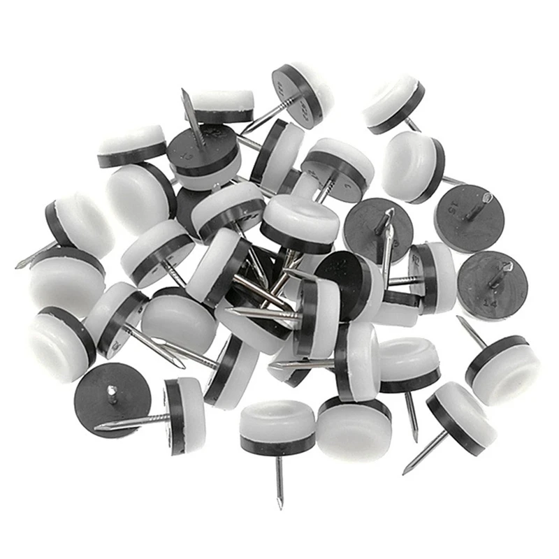 Furniture Legs Feet Plastic Nail-on Slider Tack Glides Protector 18mm Dia 50pcs