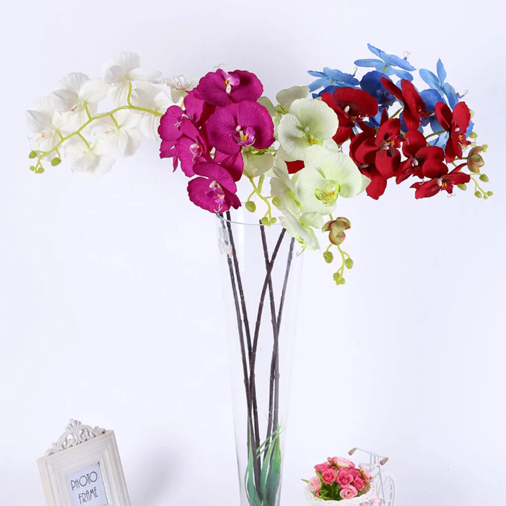 Artificial 7 Heads  Orchid Phalaenopsis Real Touch Flower Flower Decor 5 Colors
