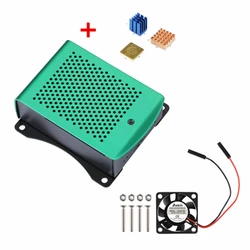 Boîtier en aluminium Raspberry Pi 4, boîtier métallique avec support de suspension de ventilateur Compatible + dissipateur de chaleur pour Raspberry Pi 4 modèle B 