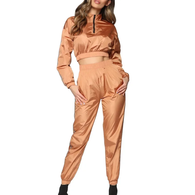 

CALOFE 2019 New Womens Running Set Two Piece Suit Gym Workout Clothing Female Casual Outdoor Tracksuit Fashion Jogging Suit
