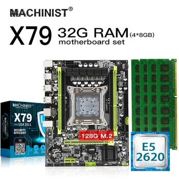 

X79 motherboard set lga2011 kit with Intel Xeon E5 2620 CPU 4*8GB=（32GB） 1600MHz DDR3 ECC REG memory RAM MATX NVME M.2 128GB SSD